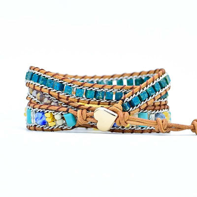 Pulsera de Cuero Trenzado Ópalo Azul - Image 7