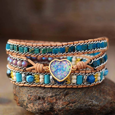 Pulsera de Cuero Trenzado Ópalo Azul - Image 10