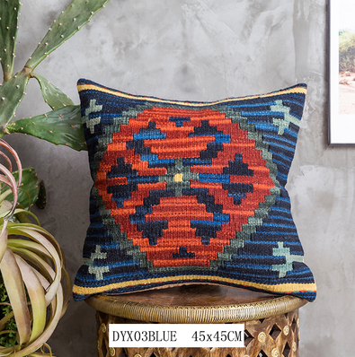 Almohada Bohemia de Lana Pura Pakistan Tejida a Mano - Estilo Nórdico Retro - Image 6