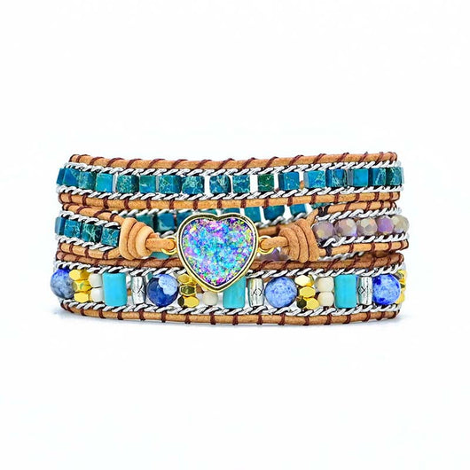 Pulsera de Cuero Trenzado Ópalo Azul - Image 4