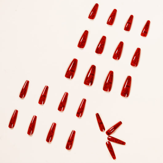 Uñas Artísticas Acabadas Rosa Rojo Vino - Image 6