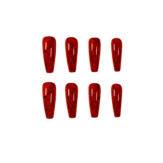 Uñas Artísticas Acabadas Rosa Rojo Vino - Image 9