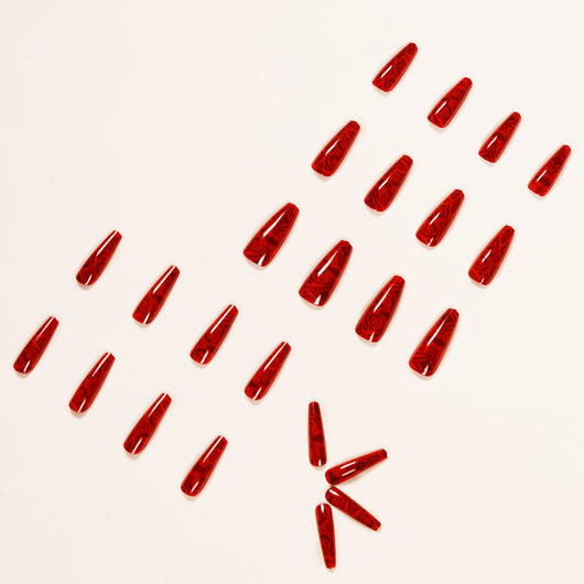 Uñas Artísticas Acabadas Rosa Rojo Vino - Image 4