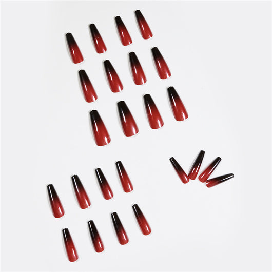 Uñas Postizas Degradado Rojo y Negro - Acabado Ballet Profesional - Image 10