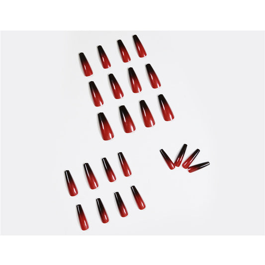 Uñas Postizas Degradado Rojo y Negro - Acabado Ballet Profesional - Image 2