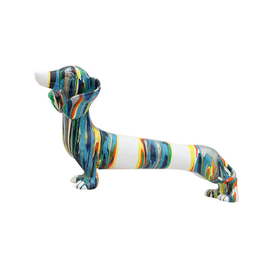 Figura Decorativa de Perro Salchicha de Resina Multicolor