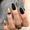 Uñas Postizas Puntiagudas Black Gold Glitter - Acabado Profesional