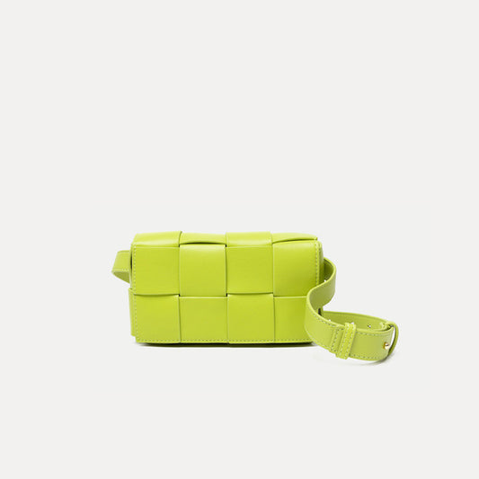 Bolso Bandolera Tejido Verde Aguacate con Diseño Lattice
