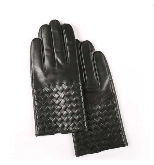 Guantes de Cuero Cabrilla para Hombre Invierno - Tejido a Mano con Forro Polar