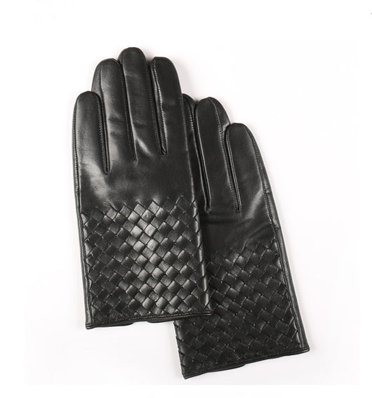 Guantes de Cuero Cabrilla para Hombre Invierno - Tejido a Mano con Forro Polar