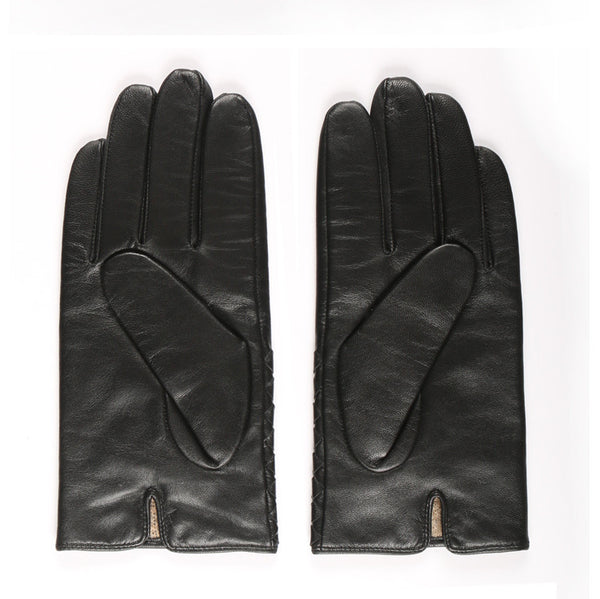 Guantes de Cuero Cabrilla para Hombre Invierno - Tejido a Mano con Forro Polar
