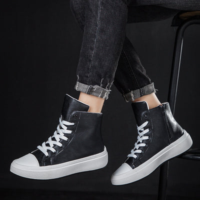 Zapatos Altos Casuales para Hombre - Cuero Impermeable, Estilo Coreano Versátil - Image 7