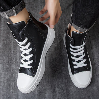 Zapatos Altos Casuales para Hombre - Cuero Impermeable, Estilo Coreano Versátil - Image 10