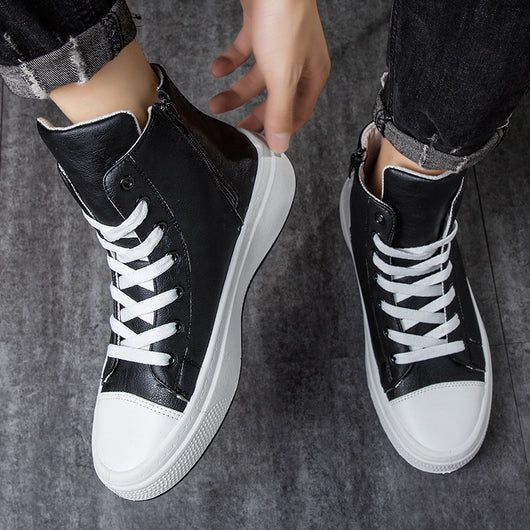 Zapatos Altos Casuales para Hombre - Cuero Impermeable, Estilo Coreano Versátil - Image 10