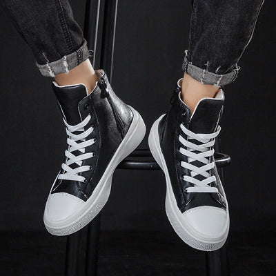 Zapatos Altos Casuales para Hombre - Cuero Impermeable, Estilo Coreano Versátil - Image 4