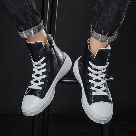 Zapatos Altos Casuales para Hombre - Cuero Impermeable, Estilo Coreano Versátil - Image 4