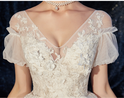 Vestido de Novia Premamá Talla Grande con Manga Francesa y Cola - Image 7