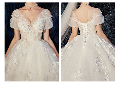 Vestido de Novia Premamá Talla Grande con Manga Francesa y Cola - Image 12