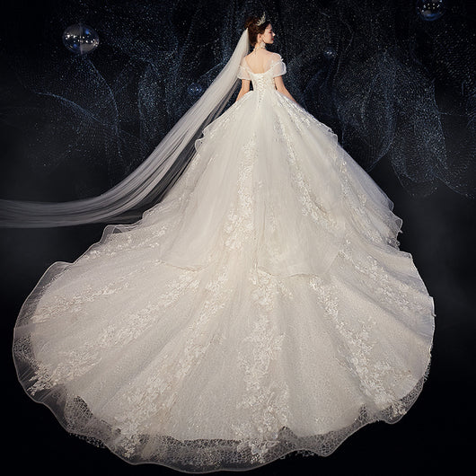 Vestido de Novia Premamá Talla Grande con Manga Francesa y Cola - Image 4