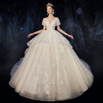 Vestido de Novia Premamá Talla Grande con Manga Francesa y Cola - Image 3