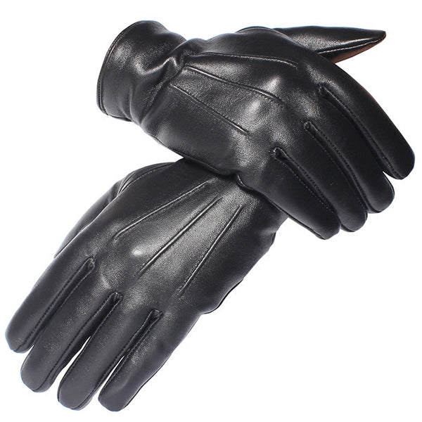 Guantes de Cuero para Hombre Invierno Premium - Pantalla Táctil Forro Terciopelo Piel de Cordero