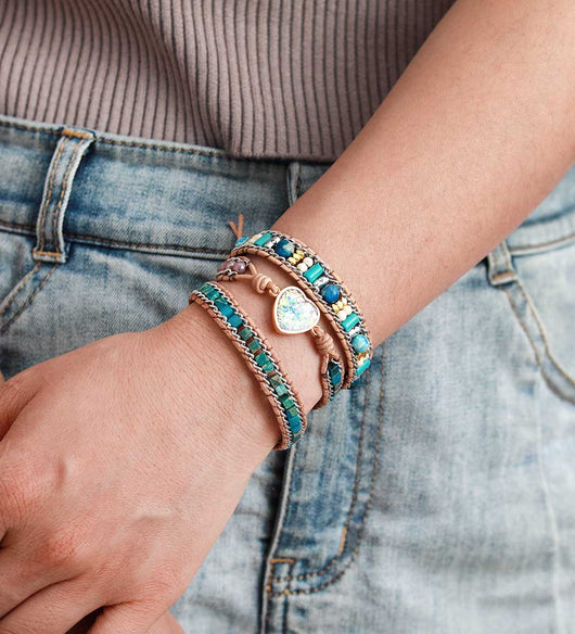 Pulsera de Cuero Trenzado Ópalo Azul - Image 6