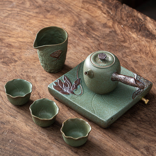 Juego de Té en Cerámica: Taza y Tetera Portátil de Diseño Minimalista - Image 2