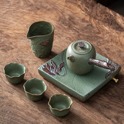 Juego de Té en Cerámica: Taza y Tetera Portátil de Diseño Minimalista - Image 2