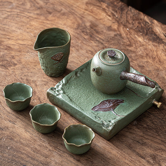 Juego de Té en Cerámica: Taza y Tetera Portátil de Diseño Minimalista - Image 4