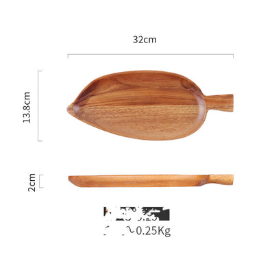 Paleta Decorativa de Madera de Acacia con Diseño de Hojas - Image 10