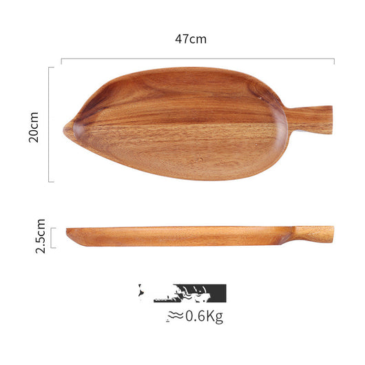 Paleta Decorativa de Madera de Acacia con Diseño de Hojas - Image 14