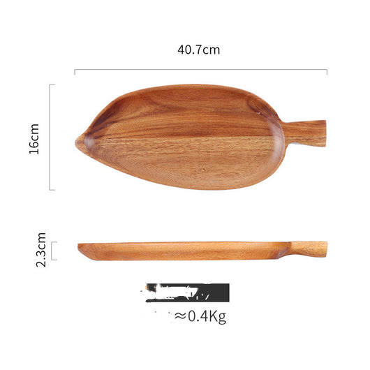 Paleta Decorativa de Madera de Acacia con Diseño de Hojas - Image 4