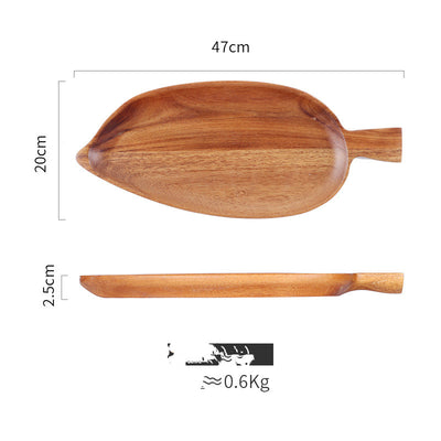 Paleta Decorativa de Madera de Acacia con Diseño de Hojas - Image 6