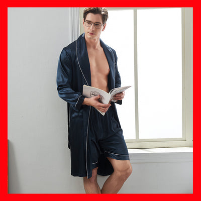 Pijama Largo de Seda Helada para Hombre - Cómodo y Fresco - Image 11