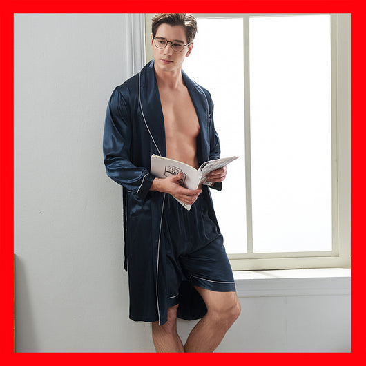 Pijama Largo de Seda Helada para Hombre - Cómodo y Fresco - Image 4