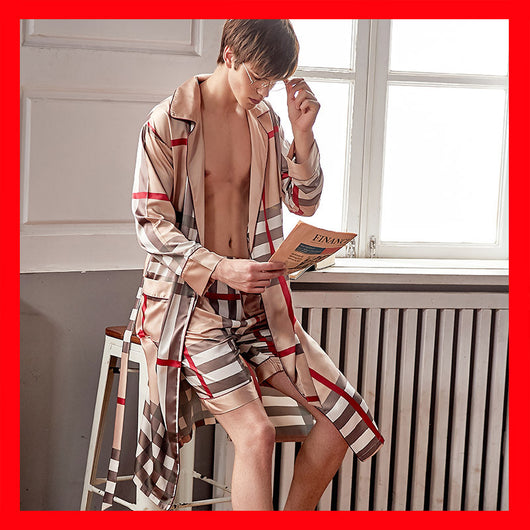 Pijama Largo de Seda Helada para Hombre - Cómodo y Fresco - Image 7