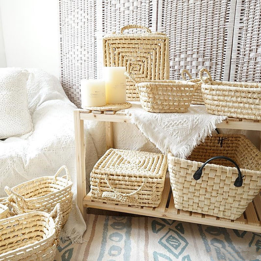 Cesta Tejida a Mano Retro para Almacenamiento - Decoración Rústica Artesanal