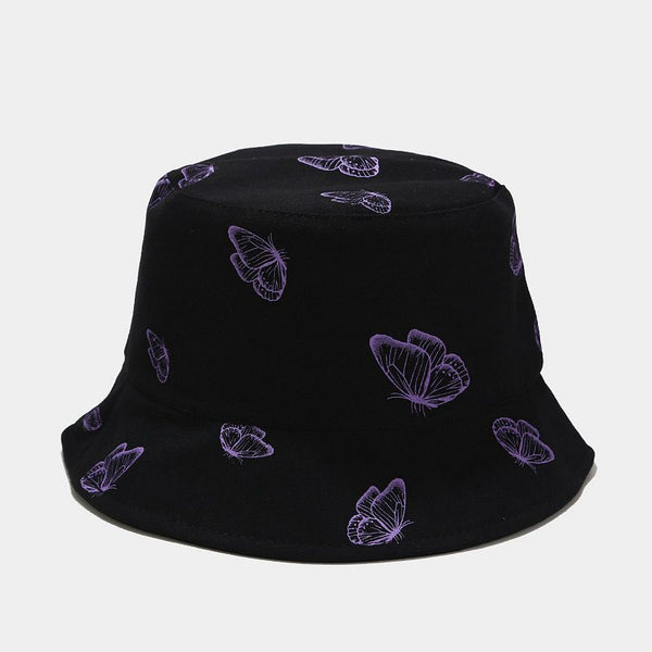 Gorro Pescador Reversible Mariposas Estilo Coreano Protección Solar