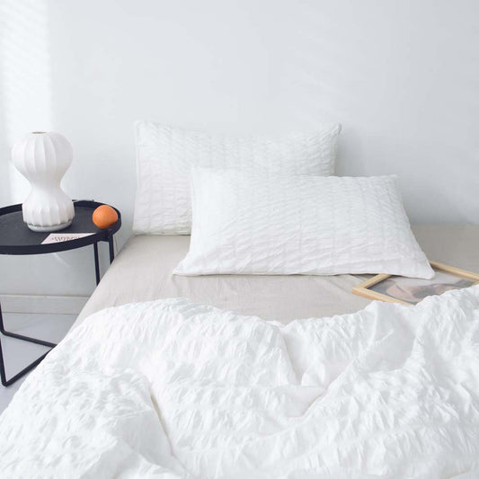 Juego de Cama King 3 Piezas Algodón Seersucker Lavado - Suave y Lujoso