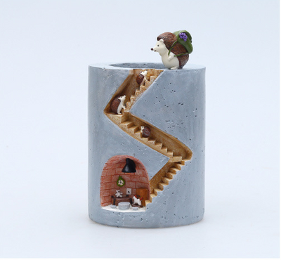 Maceta Decorativa de Resina con Casa de Erizo - Paisaje Miniatura para Suculentas - Image 6