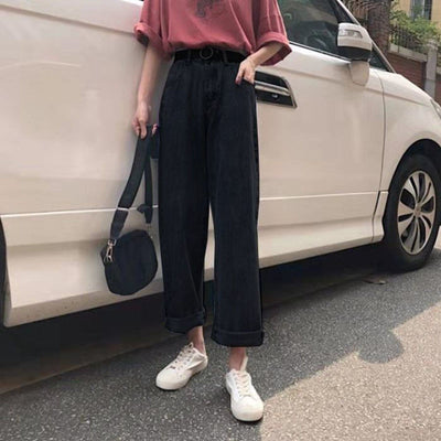 Pantalón Slim Cintura Alta con Pierna Recta Amplia