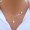 Pearl Leaf Short Necklace Clavicle Chain Plateado