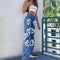 Pantalones Vaqueros Rectos Oversized con Estampado Graffiti - Cintura Alta Mujer