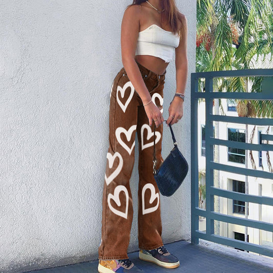 Pantalones Vaqueros Rectos Oversized con Estampado Graffiti - Cintura Alta Mujer - Image 2
