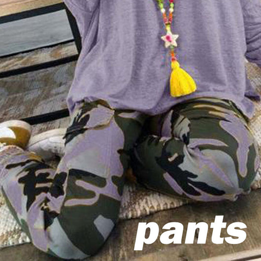 Pantalones Casuales Camuflaje Talla Grande para Mujer - Otoño Invierno - Image 9