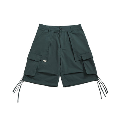 Shorts Casuales Sueltos con Pliegues y Múltiples Bolsillos para Hombre - Image 7