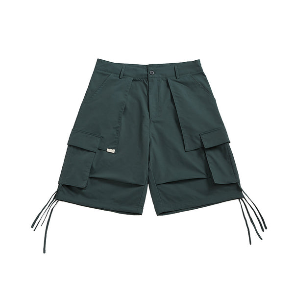 Shorts Casuales Sueltos con Pliegues y Múltiples Bolsillos para Hombre - Image 3