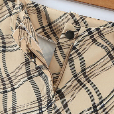 Pantalones Retro Cintura Alta a Cuadros para Mujer - Image 9