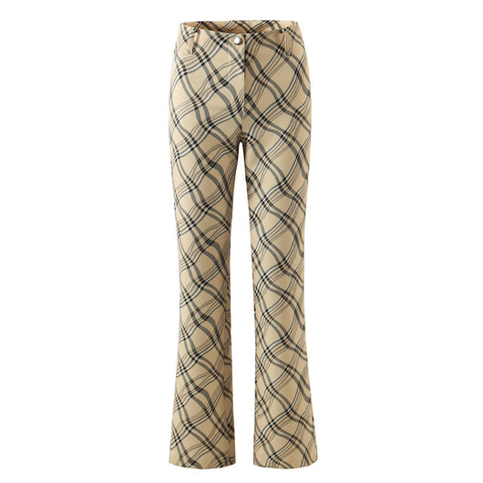 Pantalones Retro Cintura Alta a Cuadros para Mujer - Image 5