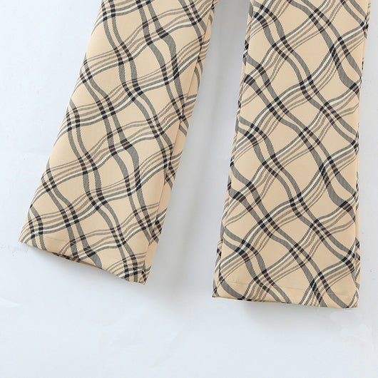 Pantalones Retro Cintura Alta a Cuadros para Mujer - Image 3